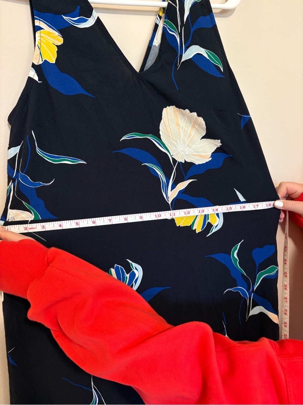Sleeveless Black Floral V-Neck Midi Dress - Blue & Yellow Print - Picture 7 of 7